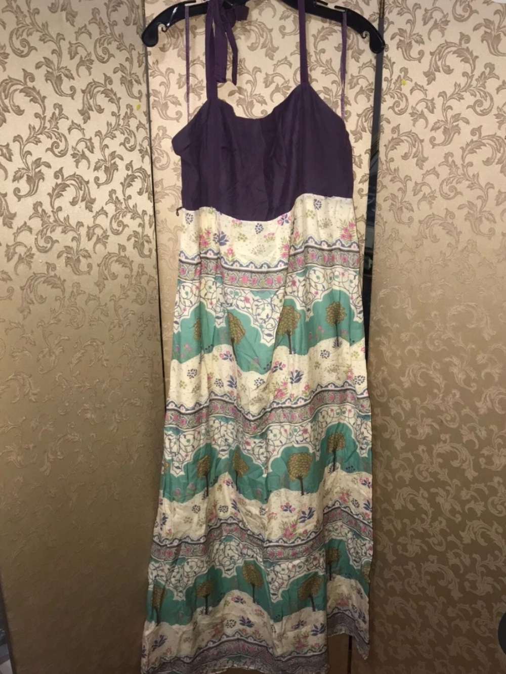 Anthro Maeve Skoura Idyll Tree print halter maxi dress